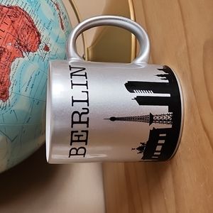 BERLIN Germany silver and black ceramic  coffee mug  new with tag